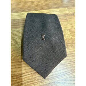 YVES SAINT LAURENT Brown YSL Monogram Tie Ca 70's-80's Great Condition￼